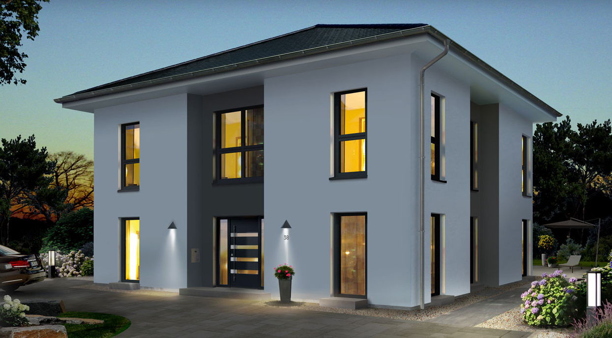 zweistöckiges neues haus im garten