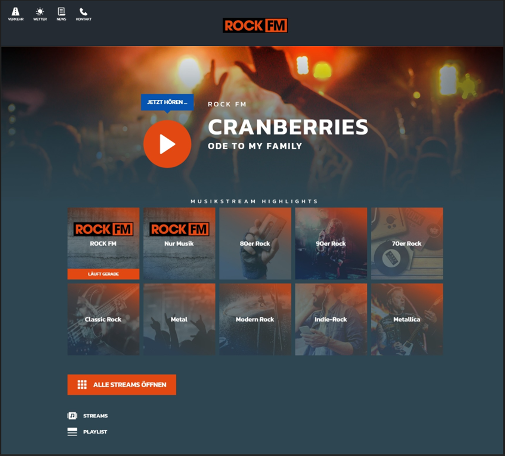 ROCK FM Darstellung des Webseite